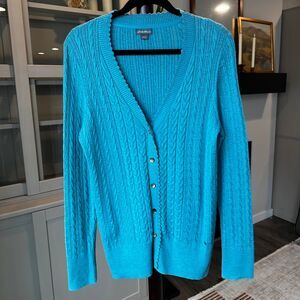 Eddie-bauer Women's Blue and Green Cardigan